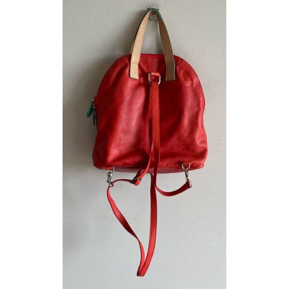 Velez 100% Leather Mini Backpack Multicolor Red Bag Size Small - Picture 2 of 12